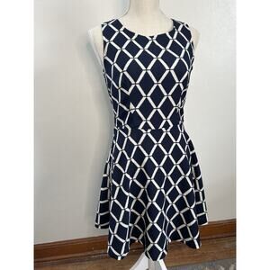 Blu Pepper Casual Club Blue Mini Dress Size S Back Bow Fit & Flare Skater